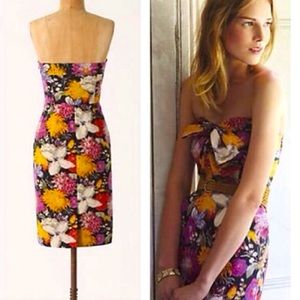 Anthropologie Tropica Floral Strapless Dress